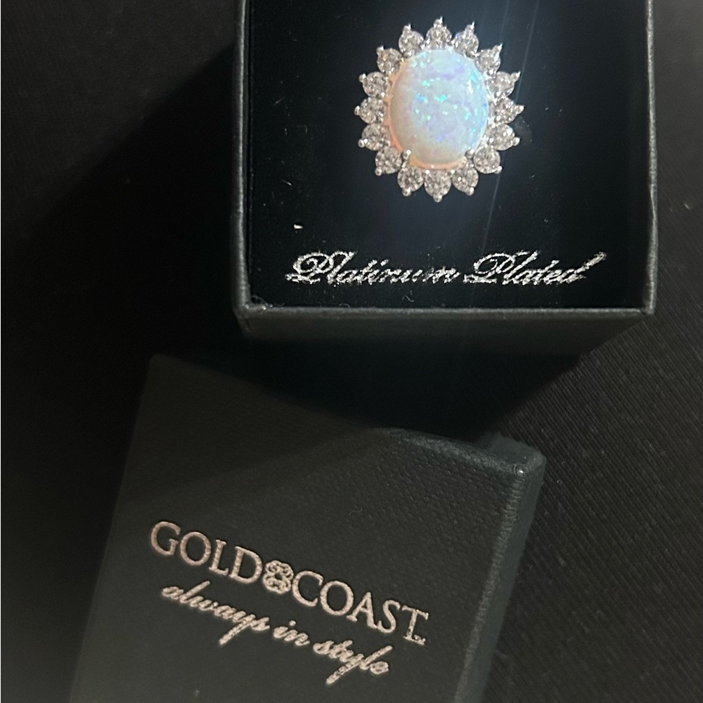 NWT Gold Coast Platinum Plated Opal Ring size 7